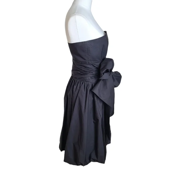 BCBGMaxAzria Silk Taffeta Strapless Bubble Dress Tie Waist Bow 0 - Picture 3 of 14